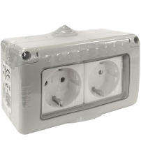 041007 BASE DOBLE SCHUKO ESTANCA IP55 10A 250V