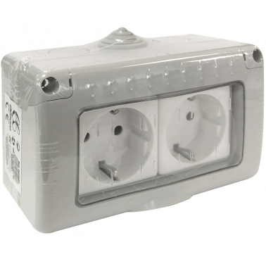 041007 BASE DOBLE SCHUKO ESTANCA IP55 10A 250V