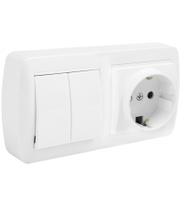 MUR36U BASE SCHUKO + DOBLE CONMUTADOR SERIE MURAL