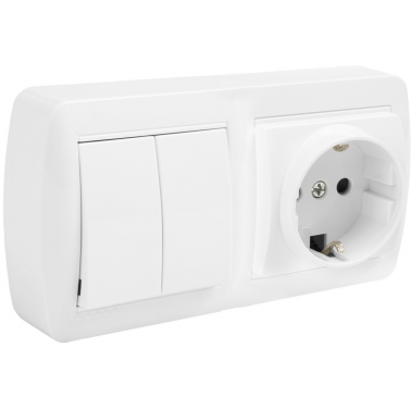 MUR36U BASE SCHUKO + DOBLE CONMUTADOR SERIE MURAL