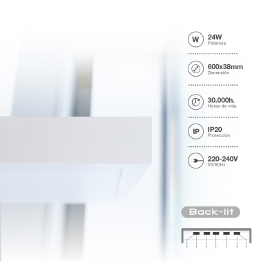 203405017 PANEL SUPERFICIE LED RECTANGULAR  24W 4200K BLANCO KISONGO GSC