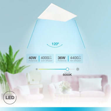 203400034 PANEL LED EMPOTRABLE BLANCO 40W 6000K 120X30CM LUENA GSC