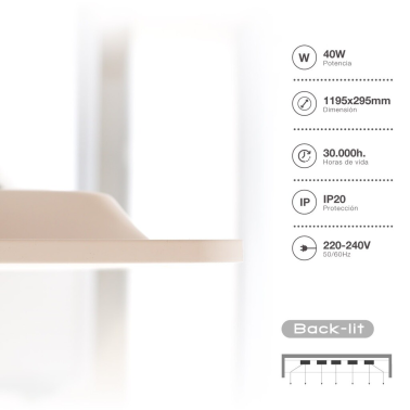 203400034 PANEL LED EMPOTRABLE BLANCO 40W 6000K 120X30CM LUENA GSC