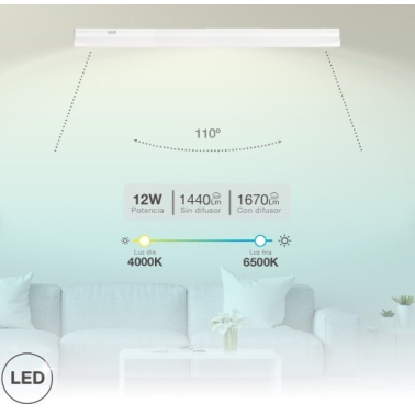 203800081 REGLETA LED T5 12W 4000-6000K 900mm SILUAS GSC