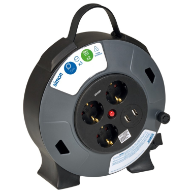 EX924301 5m EXTENSIBLE ENROLLACABLES 3T + 2 USB 3x1,5mm IP20 SIMON BRICO