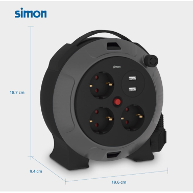 EX924301 5m EXTENSIBLE ENROLLACABLES 3T + 2 USB 3x1,5mm IP20 SIMON BRICO