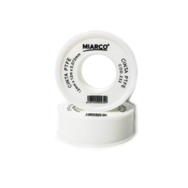 232 CINTA DE PTFE TAPA Y CARRETE BLANCO 12x12x0,075mm MIARCO