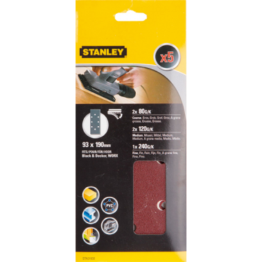 ACC.STA31532 5 LIJAS 93X190 VELCRO G-SUR