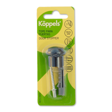 T1006N BL 1ud TOPE REDONDO METALICO NEGRO CON TACO/TORNILLO KOPPELS