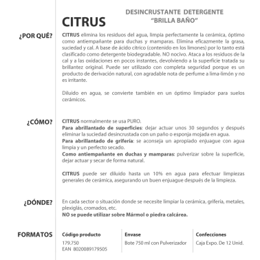 179750 750ml LIMPIADOR ANTICAL ABRILLANTADOR CITRU