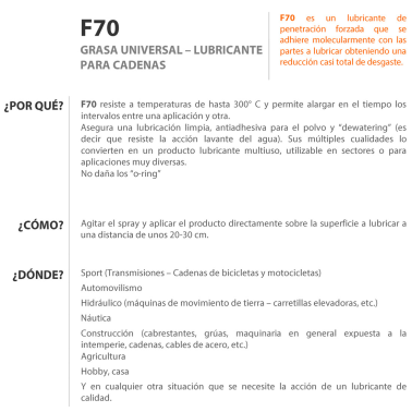 970003 400ml SPRAY DE GRASA PARA CADENAS F70