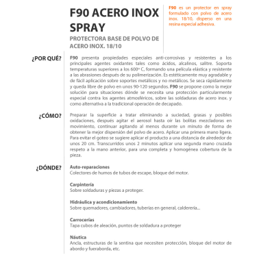 F90 SPRAY GALVANIZADO ACERO INOX 18/10 400m