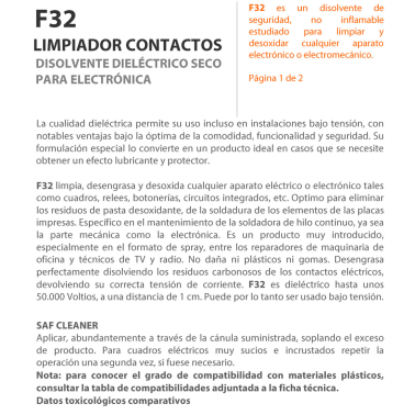 1AP003 400ml SPRAY LIMPIADOR CONTACTOS EN SECO F32