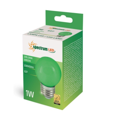 WOJ11796 LAMPARA ESFERICA LED 1W E27 VERDE SPECTRUM