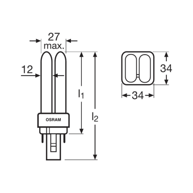 012056 LAMPARA DULUX D G24D-2 18W 4000K OSRAM