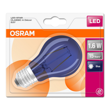 434004 LAMPARA STANDARD LED AZUL E27 2,5W STAR DECOR OSRAM