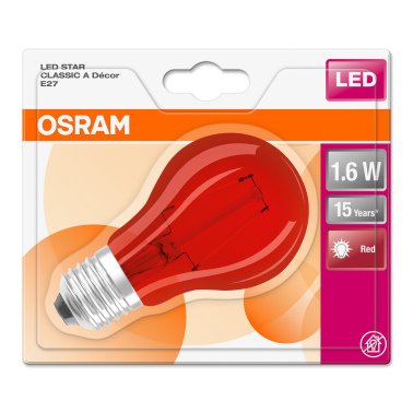433946 LAMPARA STANDARD LED ROJA E27 2,5W STAR DECOR OSRAM