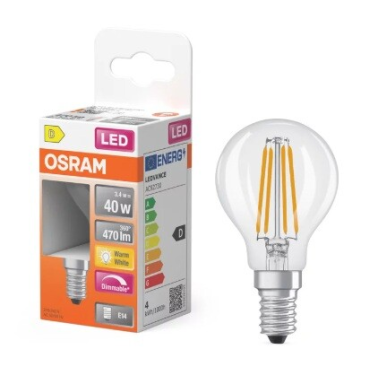 444814 LAMPARA ESFERICA FIL LED REGULABLE E14 3,4W 2700K RETROFIT OSRAM