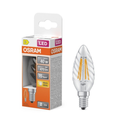 467608 LAMPARA VELA RIZADA FIL LED E14 3,4W 2700K RETROFIT OSRAM