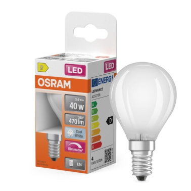 444647 LAMPARA ESFERICA FIL LED MATE REGULABLE E14 3,4W 4000K RETROFIT OSRAM