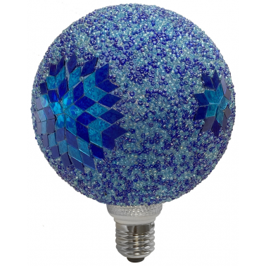 2601280-AZ LAMPARA GLOBO LED ABALORIOS AZUL 3W E27