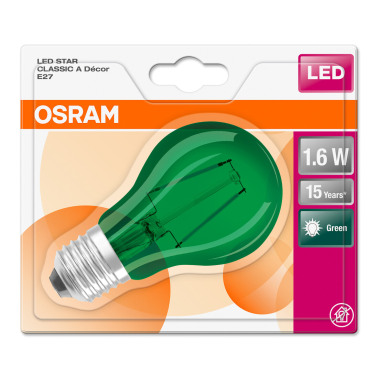 433984 LAMPARA STANDARD LED VERDE E27 2,5W STAR DECOR OSRAM