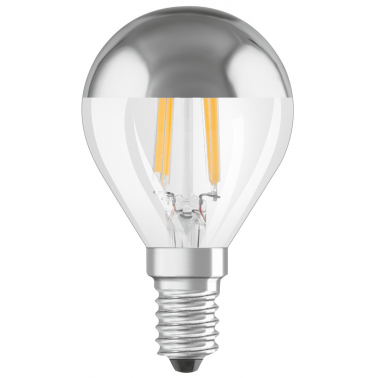 447134 LAMPARA ESFERICA PLATA FIL LED E14 4W 2700K RETROFIT MIRROR OSRAM