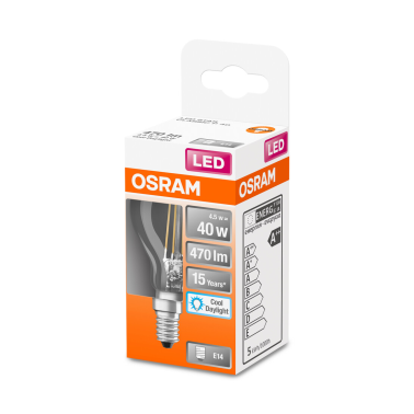 166602 LAMPARA ESFERICA FIL LED E14 4,5W 6500K RETROFIT OSRAM