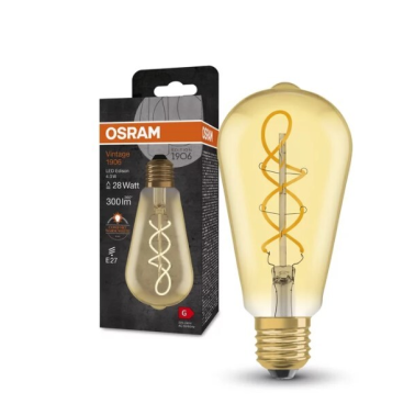 091292 LAMPARA PERA FIL ESPIRAL LED E27 4W 2000K OSRAM