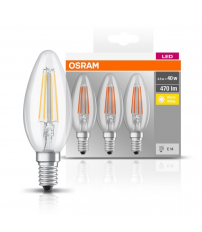 819313 3u LAMPARA VELA FIL LED E14 4W 2700K BASE OSRAM