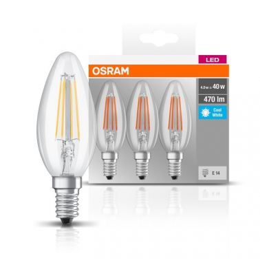 819719 3u LAMPARA VELA FIL LED E14 4W 4000K BASE OSRAM