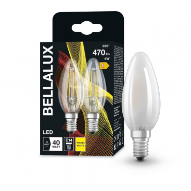 164895 2u LAMPARA VELA FIL LED E14 4W 2700K BELLALUX