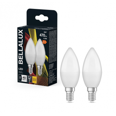 157040 2u LAMPARA VELA LED E14 4,9W 2700K BELLALUX