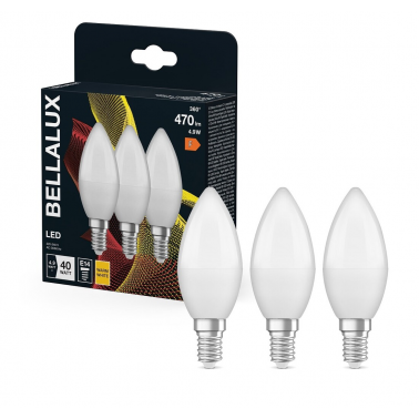 595507 3u LAMPARA VELA LED E14 4,9W 2700K BELLALUX