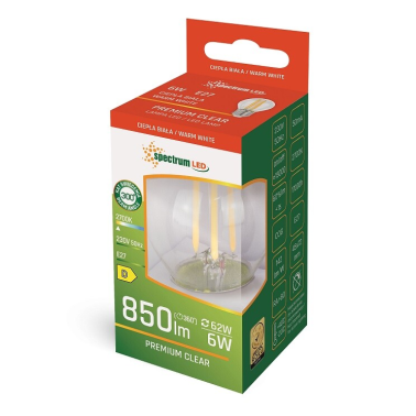 WOJ+14396_5,5W  LAMPARA ESFERICA  LED CRISTAL 5,5W E27 2700K SPECTRUM