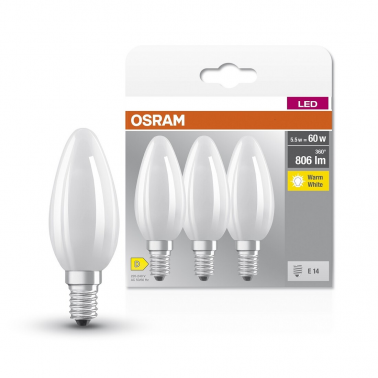 592551 3u LAMPARA VELA FIL LED MATE E14 5,5W 2700K BASE OSRAM