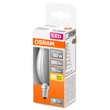 435513 LAMPARA VELA FILAMENTO LED MATE 6,5W E14 2700K OSRAM