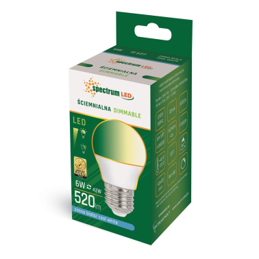 WOJ14380 LAMPARA ESFERICA LED REGULABLE E27 6W 6000K SPECTRUM