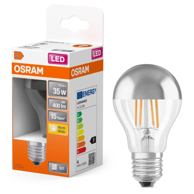 427860 LAMPARA STANDARD PLATA FIL LED E27 6,5W 2700K RETROFIT MIRROR OSRAM