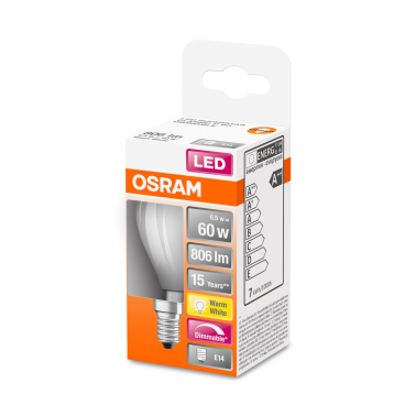447837 LAMPARA ESFERICA FIL LED MATE REGULABLE E14 6,5W 2700K RETROFIT OSRAM