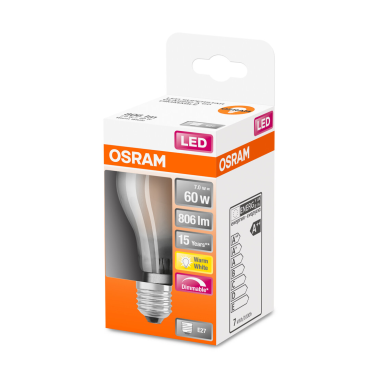 054240 LAMPARA STANDARD FIL LED MATE REGULABLE E27 7W 2700K RETROFIT OSRAM