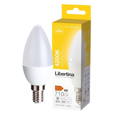 600015002 LAMPARA VELA LED E14 8W 4200K LIBERTINA
