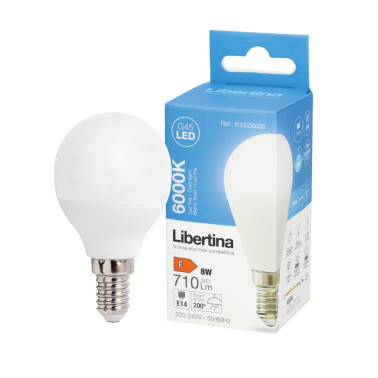 600005003 LAMPARA ESFERICA LED E14 8W 6000K LIBERTINA