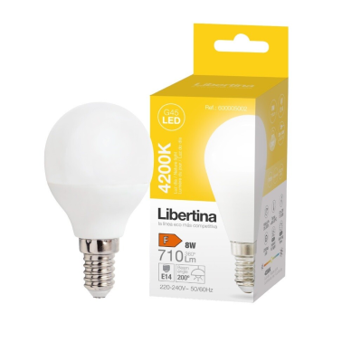 600005002 LAMPARA ESFERICA LED E14 8W 4200K LIBERTINA