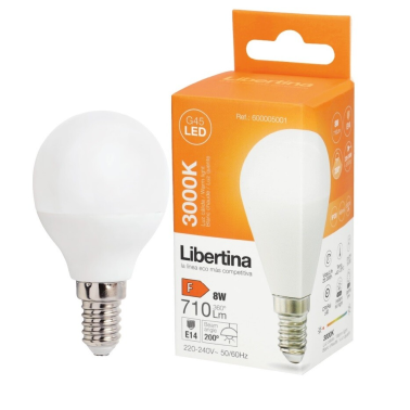 600005001 LAMPARA ESFERICA LED E14 8W 3000K LIBERTINA