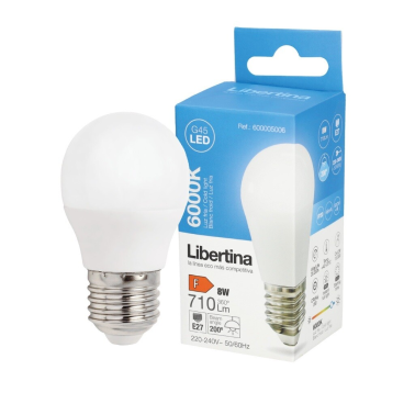 600005006 LAMPARA ESFERICA LED E27 8W 6000K LIBERTINA