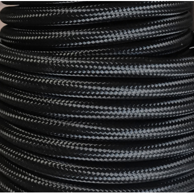 CIR62CTS56 5 MTS CABLE TEXTIL LISO NEGRO BRILLO