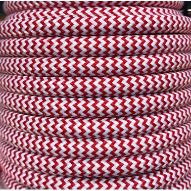 CIR62CM24/01 5m CABLE TEXTIL ZIGZAG BLANCO/ROJO