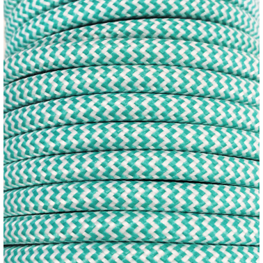 CIR62CM28/01 15 MTS CABLE TEXTIL ZIGZAG MENTA/BLAC