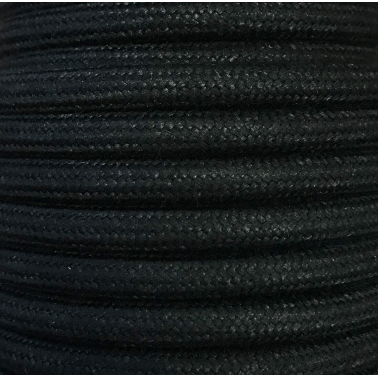 CIR62AL03 25m CABLE TEXTIL LISO NEGRO ALGODON